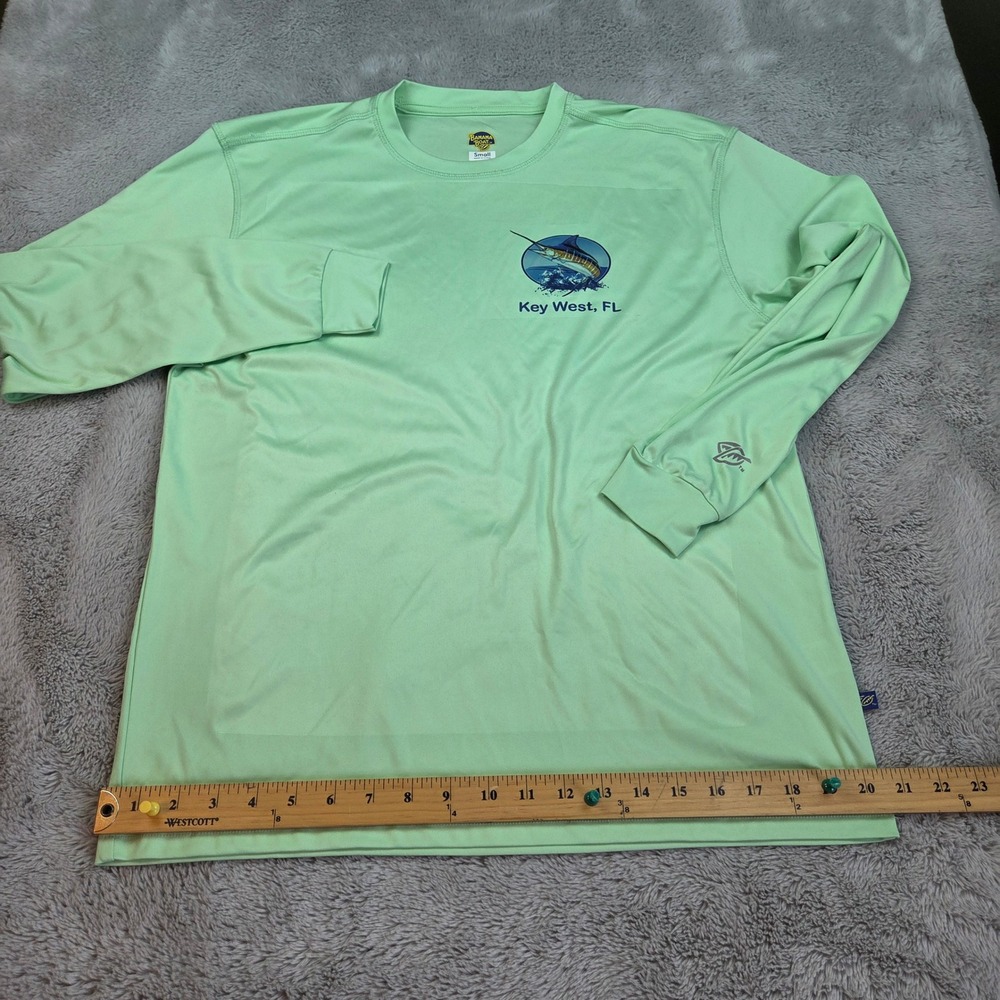 Banana Boat Fishing Shirt Men S Key West FL Graphic Performance Long Sleeve Mint